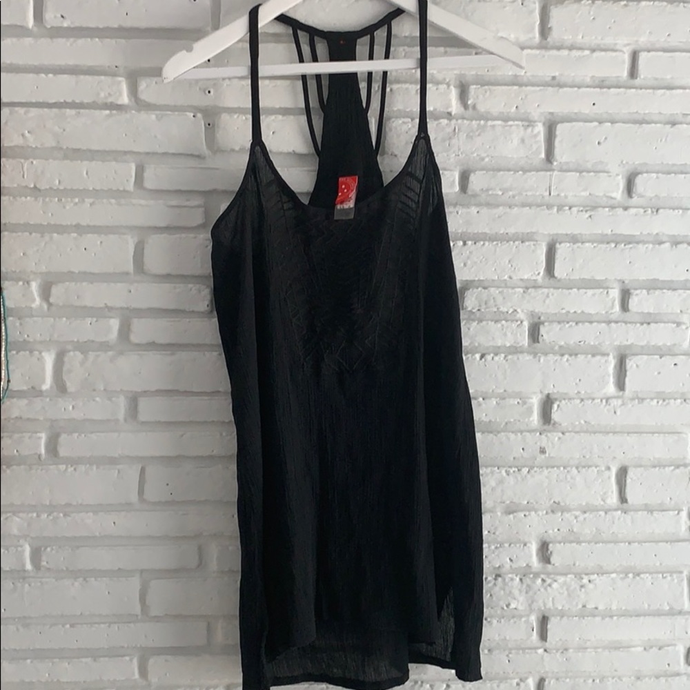 Red Carter Black Swim Cover Up Mini Dress Ribbed Tank Style M